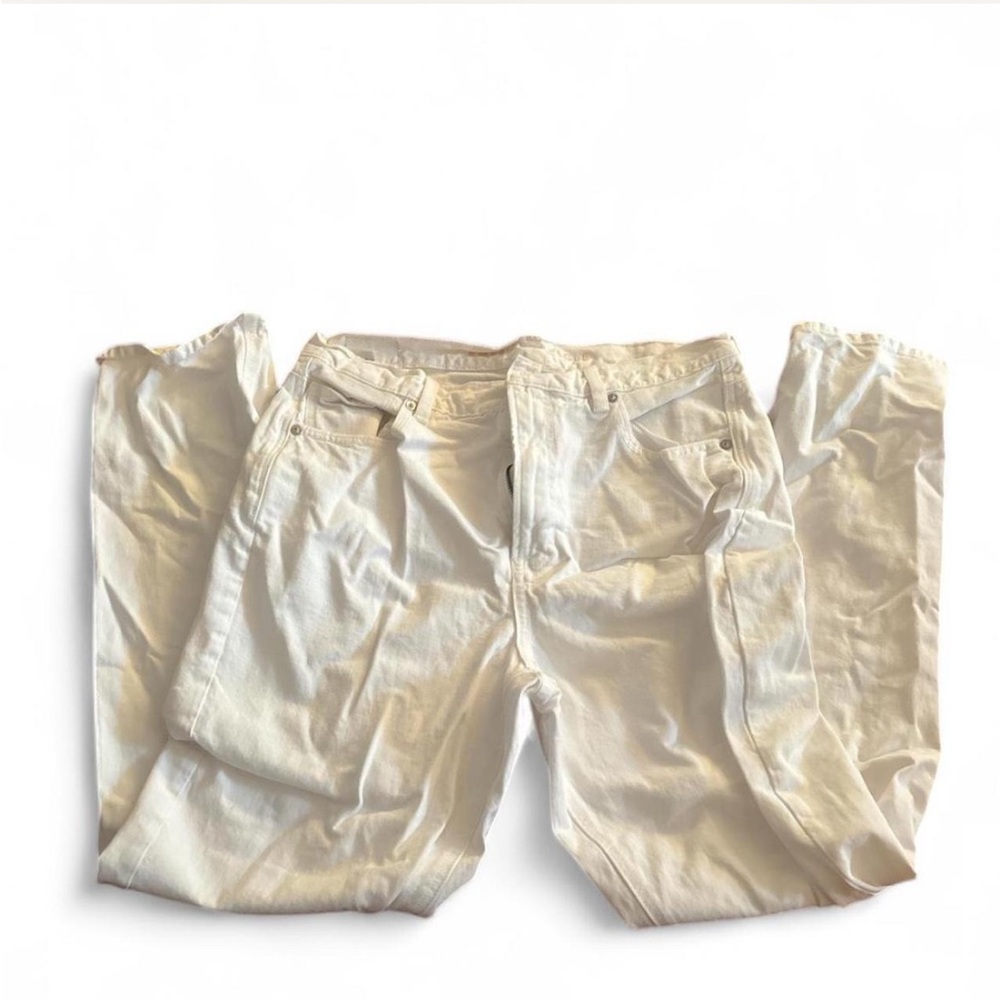 American Eagle White High Waisted Straight Leg Denim Jeans Womens Size 12 Long‎